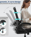 Ergonomic Office Chair With Adjustable Lumbar Support And Breathable Mesh Flip Up Armrests All Day Cozy Comfort For Home Or Office