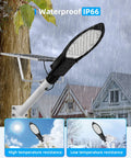 Leaf Shaped Solar Street Light Outdoor Waterproof 500W Dusk To Dawn Lamp With Separate Panel and Remote in the rain