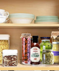 Two Pack Clear Lazy Susan Turntable Organizer For Kitchen Cabinets And Countertops, 10.6 Inch Turntable with pantry items.