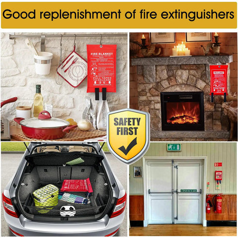 Kitchen Fire Blanket 4 Pack Emergency Safety Blankets Fiberglass Fire Suppression in kitchen, living room, car, and storage area.