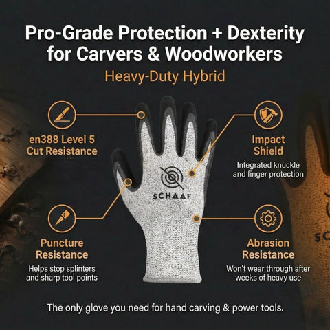 Wood Carving Gloves No Nonsense Hand Protection Heavy Duty Level 5 Cut Resistant Work Gloves showing safety features