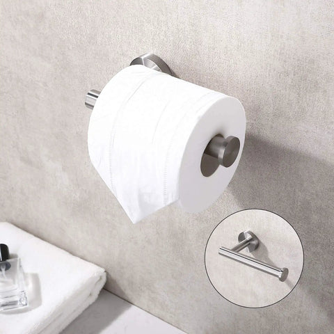 Brushed Nickel Toilet Paper Holder Wall Mount In SUS304 Stainless Steel, Rustproof Modern Round Tissue Roll Dispenser, Fits 5 Inch Mega Rolls, Easy Install For Kitchen And Bathroom with roll