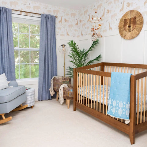 Traditional Paste The Wall Safari Nursery Wallpaper With Watercolor Lions Elephants And Giraffes Print In Neutral Jungle Tones