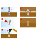 Instructional images showing steps for using Heavy Duty Xxl Wood Dowels 10X40Mm For Furniture Assembly in woodworking projects.
