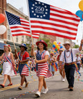 People marching with the Huge 3x5 Ft Double Sided American Flag For 250th Anniversary 1776-2026 Outdoor Banner in a parade.