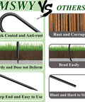 Comparison of rebar stakes showing black-coated anti-rust 12 Inch Rebar Stakes 20 Pack J Hook Ground Stakes vs rusted alternatives.