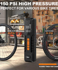Digital LCD display of Portable Tire Inflator Cordless Air Pump With Auto Shut Off And 150 PSI Capacity for bike tires