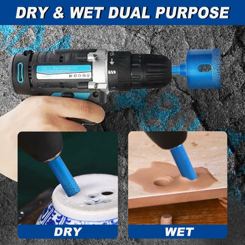 Diamond Core Drill Bits Kit 10 Pcs Serrated Tile Core Bits With EVA Guide Jig For Ceramic Glass Tile Gypsum Wood Marble Granite