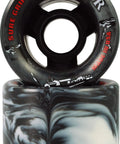 Indoor Twister Roller Skate Wheels 62mm By 42mm 95A Hardness Eight Pack White Black With Twisted Colored Urethane On Nylon Core