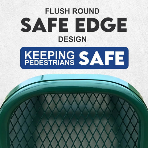 Flush round design of Pro Contractor Grade Heavy Duty Backflow Preventer Security Cage With Lock And Anchor, ensuring safety for pedestrians.