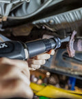 Long Barrel Air Hammer For Heavy Duty Demolition And Workshop Use, 2300 Blows Per Minute, 3.75 Inch Stroke, in use on metal