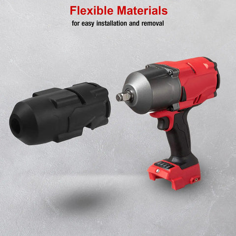 Rugged Protective Boot For M18 FUEL One Half High Torque Impact Wrench 2767-20 And ONEKEY 2863-20 shown with wrench and boot.