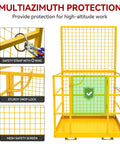YITAMOTOR forklift safety cage, yellow metal work basket, 43x45 in, 1400 lb rating, front view