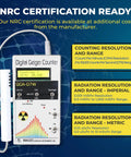Digital Pro-Grade Geiger Detector With External Wand Probe ANSI N323A Certification Ready shown with display and controls