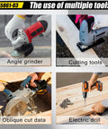 Hella Durable Job Site Essential Eight Pack Replacement Electric Motor Carbon Brushes Part Numbers 445861 03 And 445861 25 - Angle grinder and electric drill in use.