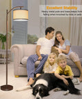 Dimmer Compatible Dimmable Floor Lamp With 350 Degree Adjustable Head In Brown Tall Pole Modern Standing Lamp in living room