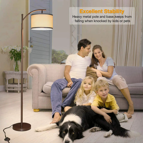 Dimmer Compatible Dimmable Floor Lamp With 350 Degree Adjustable Head In Brown Tall Pole Modern Standing Lamp in living room