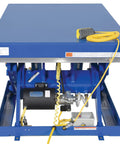 Heavy Duty Electric Hydraulic Lift Table 36X48 5000 Lb Capacity showing blue platform, controls and hydraulic components.