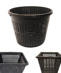 Eight Pack Water Garden Planting Baskets Kit With Slotted Mesh For Pond, Aquaponics And Hydroponics, black round and square baskets