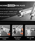 Rugged 12 Inch Full Extension Drawer Slides With Locking Mechanism 150 Lb Capacity Side Mount Ball Bearing Rails Smooth Roll For Tool Boxes Cabinets And Rv Durable Steel Side Track Set Of Two Pieces, showing thickness measurements.