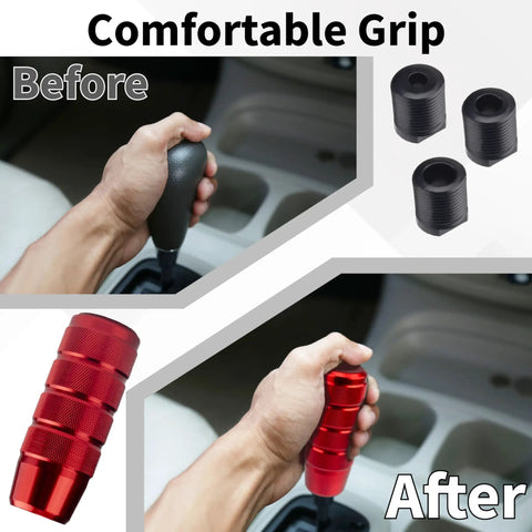 Red Aluminum Shift Knob 3.74 Inch With 3 Threaded Adapters M8 X1.25 M10 X1.25 M12 X1.25 Fits Universal Manual Transmissions For Cars And Trucks