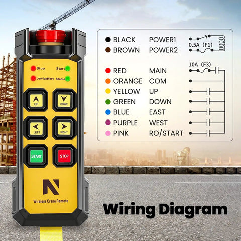 Wireless Crane Remote Control For Hoist And Truck 12V Four Button Industrial Crane Controller With Wiring Diagram