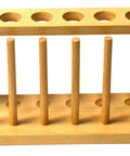 Solid Wood Test Tube Rack With Six 25mm Holes And Six Pins, Durable Hardwood Lab Organizer For Test Tubes And Everyday Tools