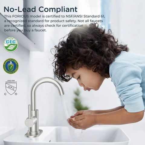 Heavy Duty Single Handle Bathroom Faucet 1 Hole Sink Tap Brushed Nickel Lead Free 304 Stainless Steel Smooth Glide Valve Zero Grind Operation Quick Grip Install Rock Solid