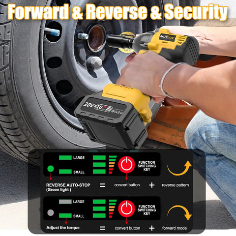 Heavy Duty Brushless Cordless Impact Wrench With 4 Amp Hour Battery Delivers Kickin 320 Foot Pounds Of Raw Torque for tire removal.