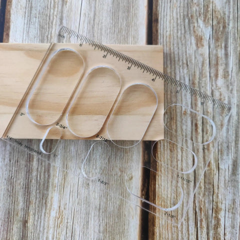 Reliable Acrylic Router Template For Woodworking Diy Bowtie Joint And Grommet Inlay Guide Kit Quarter Inch Thick showing clear guides on wood.