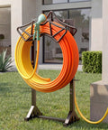Heavy Duty Freestanding Hose Reel With Two Tool Hooks Rustproof Outdoor Hose Holder For 160 Foot Hoses strong steel stand