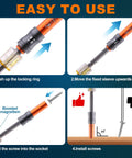 Sweet Shop Essential Countersink Drill Bit Set With Magnetic Bit Holder Adjustable Depth Controls illustrated use steps for screw installation.