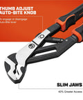 Close-up of 10 Inch Auto Bite Lever Pliers with One Hand Jaw Adjustment Cushioned Grip on white background