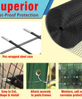 Heavy Duty Black Vinyl Coated Hardware Cloth 1/2 X 48 X 100 Foot 19 Gauge Welded Wire Fence Mesh with PVC-wrapped steel core.