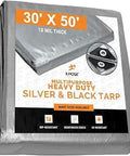 Heavy Duty Poly Tarp Built Tough For Outdoor Use 30 Ft By 50 Ft 10 Mil Thick Weatherproof Tarp Cover With UV Blocking