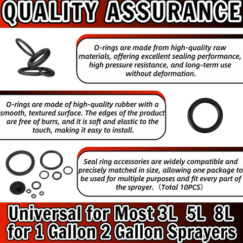 Leakproof Sprayer Seal Rings Ten Pack Durable Rubber Gasket Replacement For Pump Sprayers And Irrigation Accessories Universal Fit For Most 3L 5L 8L 1 Gallon 2 Gallon Sprayers Prevent Leaks And Ensure Even Consistent Spraying, black rubber O-rings