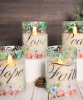 Flameless Real Wax Floral LED Candles With Remote And Timer 4 Pack For Home Decor Parties Glass Covered Flickering Candles