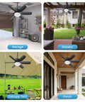 Outdoor 20.5 Inch Plug-In Ceiling Fan With Light For Gazebo And Patio-Ready Canopy Tent Porch Or RV in various settings