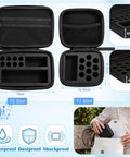 2 Piece Peptide Vial Storage Case Pack for 3ml 10ml Vials and 30ml BAC Water with mesh pocket and dimensions displayed