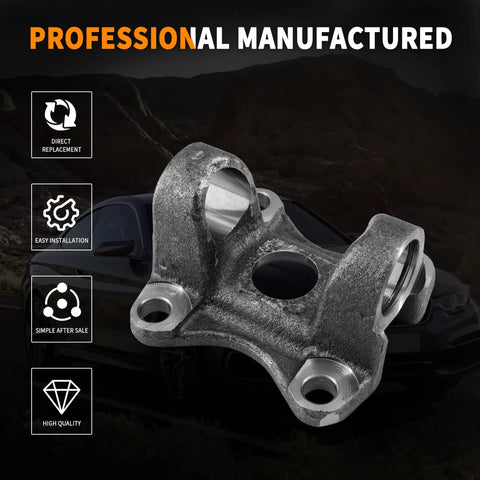 Driveshaft Flange Yoke 3 2 1579 Cap 1.188 In Width 3.625 In 1350 Series U Joint 4 Bolt Holes Bolt Circle 4.25 In Bearing Cap Diameter 1.188 In Durable. four-bolt metal yoke on dark vehicle background