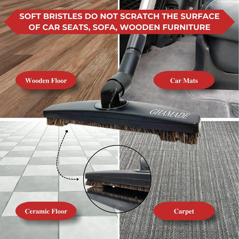 Versatile Vacuum Attachments And Brush Kit For Most Vacuums with hardwood floor brush on multiple surfaces.