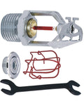 Pro Grade Chrome Sidewall Fire Sprinkler Head Kit For Half Inch NPT Connection and included wrench and escutcheon.