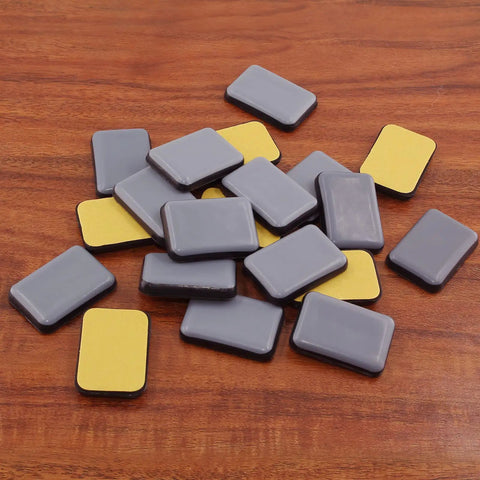Rectangular Adhesive Furniture Sliders Set, 20 Pieces, 1-3/8 x 1 Inch PTFE Chair Glides For Hardwood Floors And Carpet