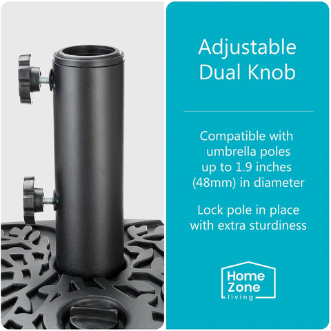 Fillable Patio Umbrella Base Stand 40Lb Half Round With Water Or Sand Fill For Poles Up To 1.9In Diameter close-up of adjustable knob