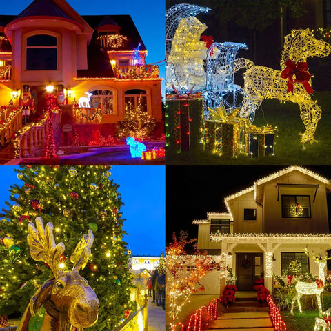 Outdoor Christmas Lights 105Ft 300 LED String Lights With 8 Modes End-To-End Plug UL Listed Waterproof for decorated houses at night
