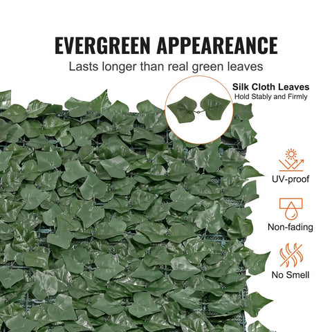 Faux Ivy Privacy Fence Screen With Realistic Veined Leaves 96 Inch By 72 Inch Mesh Backed Greenery Wall Decor, UV-proof, non-fading