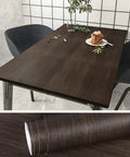 Wide 32 Inch By 354 Inch Textured Dark Wood Vinyl Film Peel And Stick For Kitchen Countertops on a table surface
