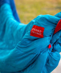Close-up of ThermaQuilt Hammock Underquilt 40F 3 In 1 Go-To System with brand label and cinch cord detail