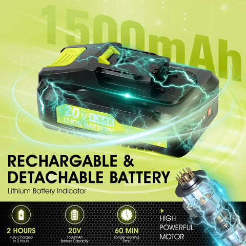 Cordless Hedge Trimmer 20V With Dual Batteries And Charger For Lawn And Garden Care lightweight battery illustration.