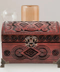 8 Pcs Antique Decorative Box Feet For Jewelry Boxes And Small Furniture attached to a carved wooden jewelry box.